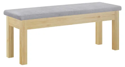 Produktbild von Sitzbank Küchenbank Kiefer natur massiv Holzbank Polsterbank 120x40 grau 90.71-39P21