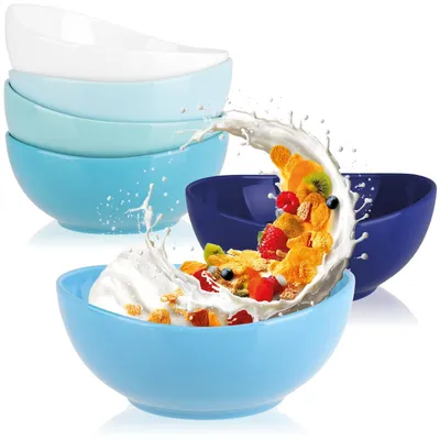 Image de Ensemble de 6 assiettes empilables en céramique – 500 ml, idéales pour le petit-déjeuner et les collations
