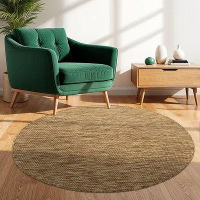 Produktbild von TT Home Teppich Für Outdoor Wetterfest Küchenteppich Balkon Terrasse Unifarbenes Design Modern Größe 120 cm Rund