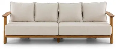 Immagine prodotto di Divano da giardino, quattro posti, colore beige, con cuscini, design moderno, elegante e confortevole