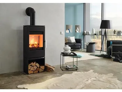 Produktbild von Kaminofen Haas & Sohn Inzell easy Stahl schwarz 6 kW mit Holzfach