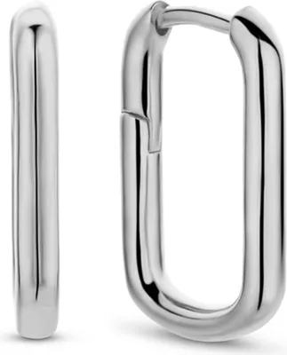Produktbild von New Bling 9NB-0663 - Zilveren Oorringen - Dames - Glad - Rechthoek - 17,3 x 11,5 mm - 2,5 mm Dikte - Scharnier - Rhodium - Zilver