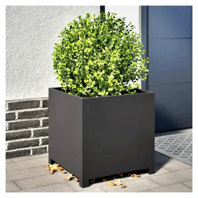 Produktbild von Pflanzkübel Schwarz 50x50x50 cm aus Stahl für Außenbepflanzung