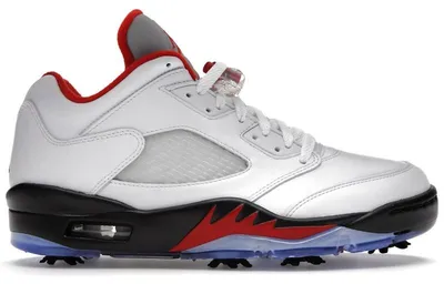Image de Jordan 5 Retro Low Golf, coloris Fire Red (langue argentée) - Taille EU 37,5