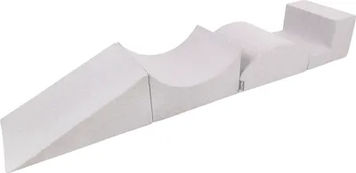 Obrázok produktu pre KiddyMoon Mäkké penové ihrisko pre deti s mäkkými prekážkami,  vyrobené v EÚ, Element Klin/Rampa/Polovičná šachta/Stupne, Svetlo šedá