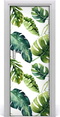 Produktbild von Tulup Türaufkleber 75x205 cm Dekorative Aufkleber Selbstklebend Wasserdichte Tapete Abnehmbar Schlafzimmer Wohnzimmer Wohnkultur - tropische Blätter
