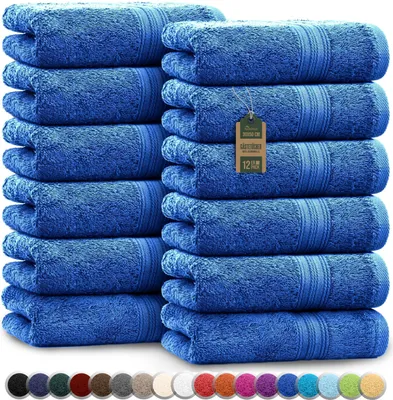 Produktbild von Frottier Gästetücher 12er Pack 30x50cm, 100% Baumwolle, Royal blau