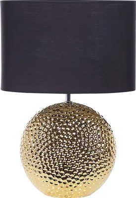 Obrázek produktu pro BELIANI Stolní lampa zlatá a černá lesklá keramická základna polyesterové stínidlo elegantní design