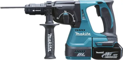 Produktbild von Makita Akku-Kombihammer SDS-PLUS 18V in schwarz / 5,0 Ah, 2 Akkus + Ladegerät im MAKPAC BLACK EDITIO