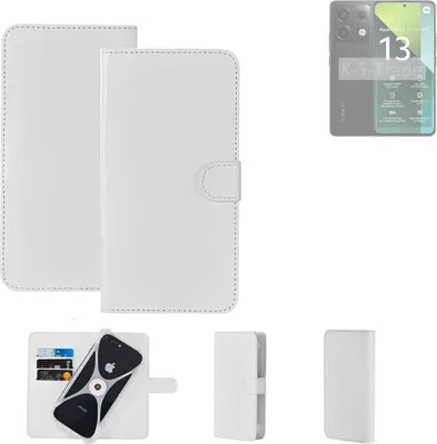 Produktbild von K-S-Trade Handy Hülle Schutz Hülle kompatibel mit Xiaomi Redmi Note 13 Pro 5G Cover Case Bookstyle Bumper weiß 1x