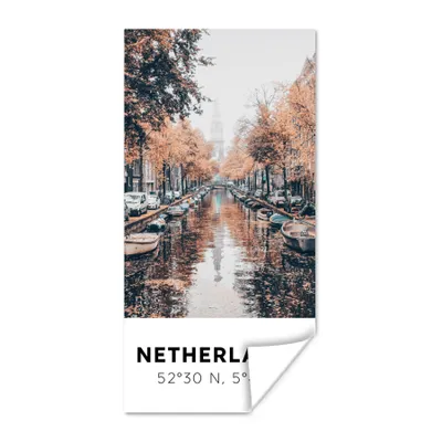 Produktbild von MuchoWow® Poster Niederlande - Amsterdam - Gracht - Herbst 75x150 cm - Dekoration für die Wände