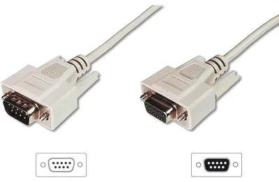 Produktbild von Datatransfer Verlängerungskabel, D-Sub9 Stecker > D-Sub9 Buchse (beige, 2 Meter)