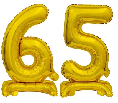 Produktbild von Stehender Folienballon Zahl 65 gold 38 cm 65. Geburtstag