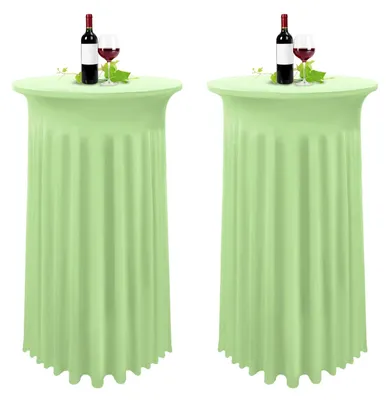 Immagine prodotto di Omgoods - Set di 2 tovaglioli elastici color salvia per tavoli rotondi, diametro 80-85 cm