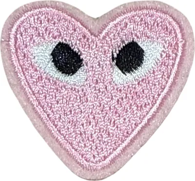 Produktbild von Herz mit Augen Logo-Aufnäher zum Aufbügeln in Hellrosa