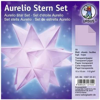 Produktbild von Faltblätter Aurelio Stern Transparentpapier 115g/qm 15x15cm 33 Blatt lila