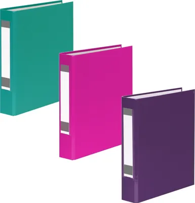 Produktbild von 3x Ringbuch mit Rückenschild / DIN A5 / 2-Ring / je 1x lila, türkis und pink