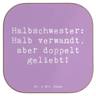 Produktbild von Mr. & Mrs. Panda Tassen Untersetzer Spruch Liebe Halbschwester - Lavendeltraum - Geschenk, Geschwisterbeziehung, Glas, Geburtstage, Bindung, Tassenuntersetzer, Familie