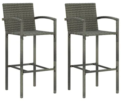 Produktbild von vidaXL Barhocker 2 Stk. Grau Poly Rattan