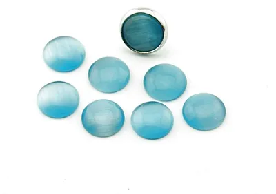 Produktbild von Vintageparts Cateye Cabochons hellblau rund, 10 Stück 12 mm