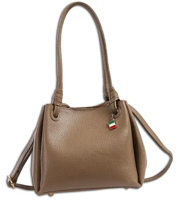 Produktbild von Florence Damen Tasche Schultertasche Leder dunkelbeige taupe Maße 17x22x18cm OTF867I6