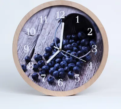 Produktbild von Holzuhr 30fi cm wanduhr - Blaubeeren
