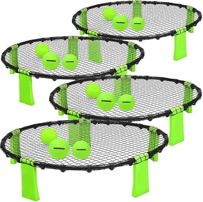 Imagen del producto de Silecomplaza: Juegos al aire libre para Roundnet. Set de 4 juegos de Roundnet, que incluye 4 redes y 12 pelotas, con un diámetro de 92 cm. (Set de juegos de Roundnet, juegos con pelotas, pelotas)