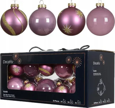 Produktbild von Set mit 20 Christbaumkugeln aus Glas 5/6/7 cm lila