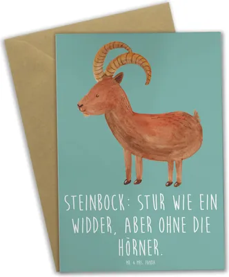 Produktbild von Mr. & Mrs. Panda babykarte Steinbock Entschlossen - Meeresbrise - Geschenk, aber ohne die Hörner, einladungskarten, Zielstrebigkeit, Horoskop, Grußkarten, Sternzeichen