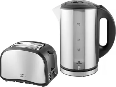 Produktbild von LENTZ Frühstücksset Wasserkocher Toaster schwarz-matt