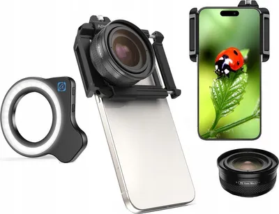 Productafbeelding van Objectief voor telefoon, zoomlens 10-20x, macro, LED-ringlamp, macro, APEXEL / APL-ZM100FL26