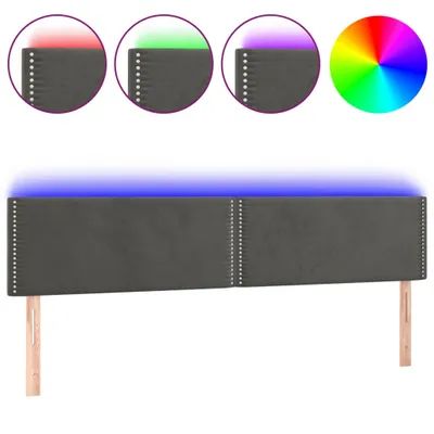 Produktbild von vidaXL LED Kopfteil Dunkelgrau 200x5x78/88 cm Samt