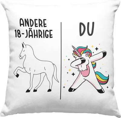 Produktbild von Trendation - 18. Geburtstag Mädchen Deko-Kissen mit Füllung 40x40 Einhorn Geschenk Geschenkidee 18er Geburtstag (Grün)
