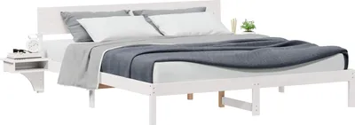 Produktbild von vidaXL Bettrahmen mit Kopfteil Weiß 200 x 200 cm Massives Kiefernholz
