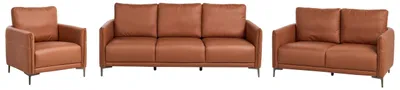 Produktbild von BELIANI 6-Sitzer Sofa Set Goldbraun Stoff Gepolstert Dicke Nähte mit Schmalen Armlehnen Metallfüßen Moderne Sitzgruppe 2 Sofas u. 1 Sessel