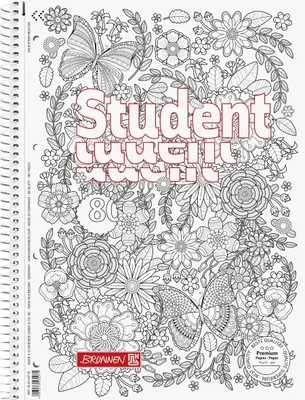 Image de BRUNNEN 106742701 Collegeblock Premium Student "Papillon" ZENart A4 ligné, avec marge à l'intérieur et à l'extérieur, lin. 27