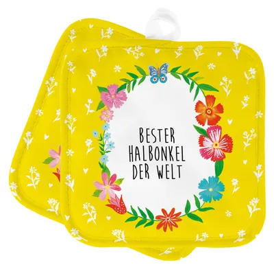 Produktbild von Mr. & Mrs. Panda Topflappen Halbonkel - Geschenk, Set, Stiefgeschwister, Topfuntersetzer, Familie, Stiefonkel, Stief, Ofenlappen, topfhalter, Kochlappen