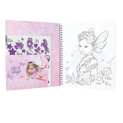 Produktbild von Depesche TOPModel Fairy Love Malbuch mit Pailletten Design, 40 Motive, inkl. Stickerbogen