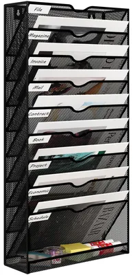 Produktbild von 10-stufiger Mail Organizer - Zeitschriftenhalter - Wandhalterung - Schwarz