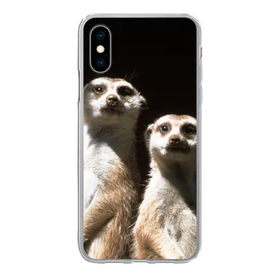 Produktbild von MuchoWow® Handyhülle Schutzhülle Hülle für iPhone X Schwarz - Erdmännchen - Tiere Silikon Softcase Handy Hülle - Handyhülle