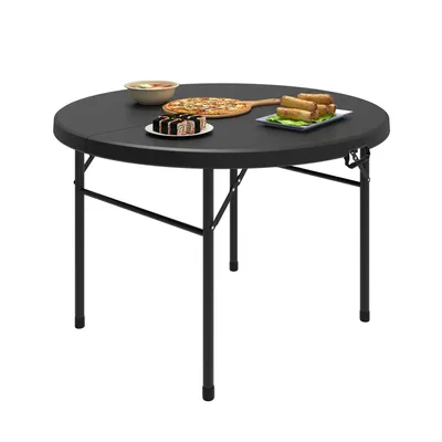 Produktbild von Balconera Gartentisch Rund Klapptisch Campingtisch mit Tragegriff, Wetterfest für Outdoor/Indoor, Ø 122 cm, Schwarz