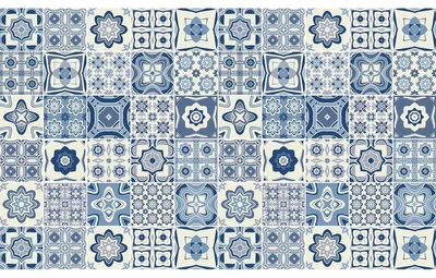 Image de Autocollants décoratifs pour carrelage de cuisine et de salle de bain – 60 autocollants Azulejos Miah – 60 autocollants de 20 x 20 cm