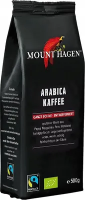 Zdjęcie produktu dla KAWA ZIARNISTA BEZKOFEINOWA ARABICA 100 % FAIR TRADE500 g - MOUNT HAGEN