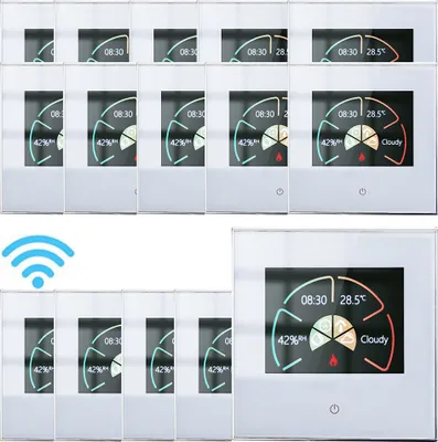 Obrázok produktu pre Digitálny LCD termostat 15X WiFi, týždenne programovateľný izbový termostat pre ohrev teplej vody 5 A, dotykové ovládanie/mobilná aplikácia/hlasové ovládanie, kompatibilný s podlahovým kúrením, kompatibilný s Alexa/Google Home, biely