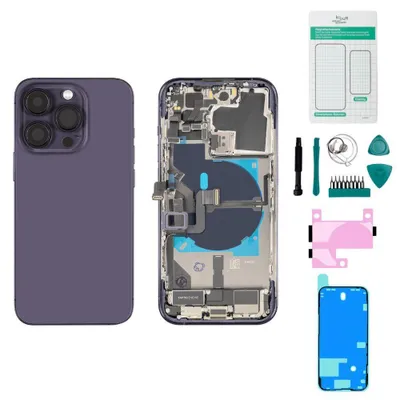 Immagine prodotto di custodia per iPhone 14 Pro con cover posteriore viola scuro - Set