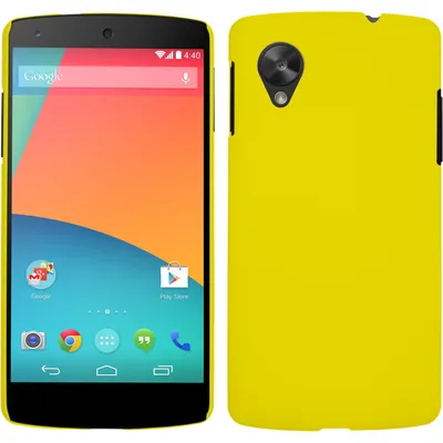 Produktbild von PhoneNatic Case kompatibel mit Google Nexus 5 - Hülle gelb gummiert Hard-case + 2 Schutzfolien
