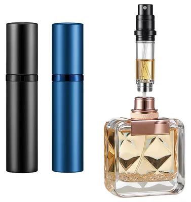 Image de Atomiseur rechargeable pour parfum, 5 ml, noir et bleu, lot de 2