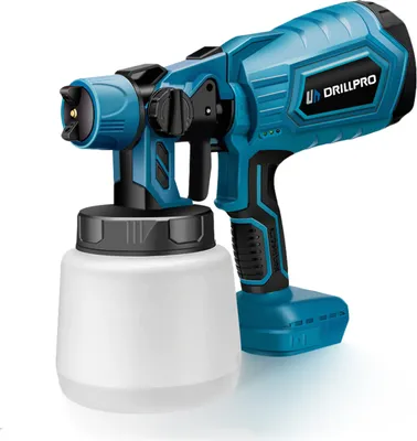 Obrázok produktu pre Drillpro 1000 ml akumulátorová striekacia pištoľ na farby, prenosná pre domácnosť/nábytok/auto, len elektrická striekacia pištoľ na farby a nátery