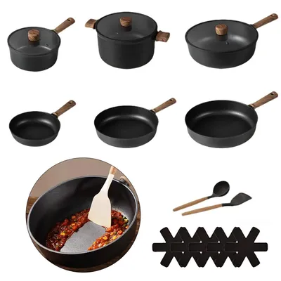Produktbild von 16-teiliges Kochgeschirrset mit Titan-Antihaft, Induktionstauglich, Töpfe & Pfannen inkl. Deckel, Küchenutensilien, vielseitig