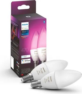 Produktbild von Philips Hue LED Lampe E14 2er Set 470lm White Color Amb.